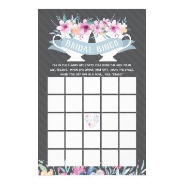 Bridal Shower Bingo, Tea Party with Flowers Flyer