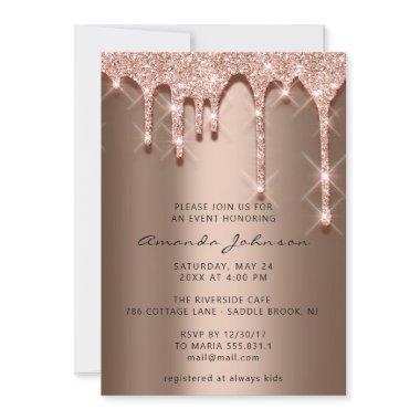 Bridal Shower Birthday 16th Rose 3D Drips Invitations