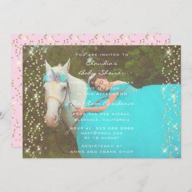Bridal Shower Birthday Pink Gold Unicorn Party Invitations