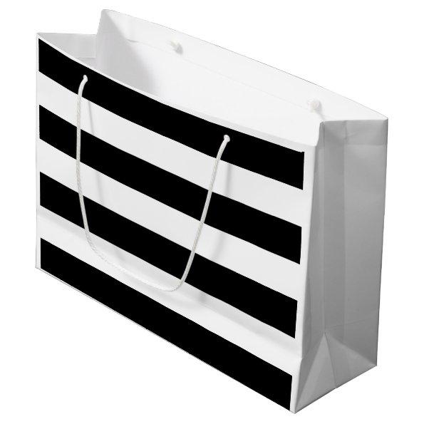 Bridal Shower Black and White Stripe Large Gift Bag