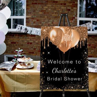 Bridal shower black gold glitter party welcome foam board