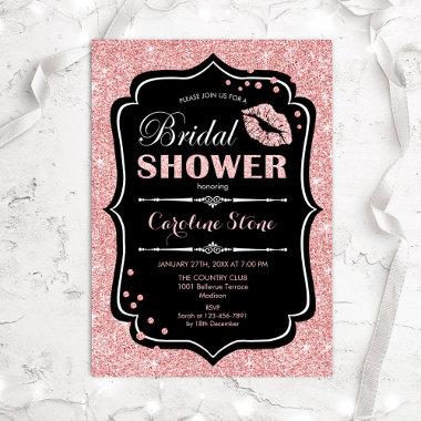 Bridal Shower - Black Rose Gold Invitations