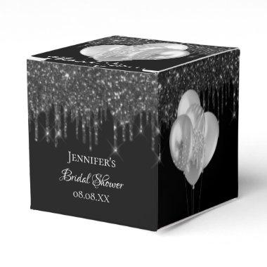 black silver glitter drips balloons Favor Boxes