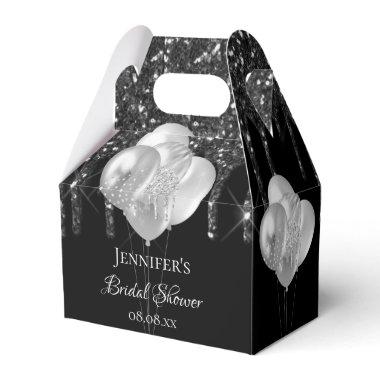Bridal Shower black silver glitter drips balloons Favor Boxes
