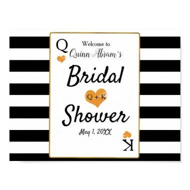 Bridal Shower Black & White Stripes King & Queen Poster