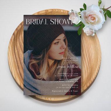 Bridal Shower Bliss: Custom Photo & Modern Details Invitations