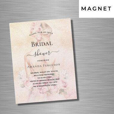 Bridal shower blonde bride rose gold luxury magnetic Invitations