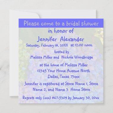 Bridal Shower Blue Hydrangea Invitations