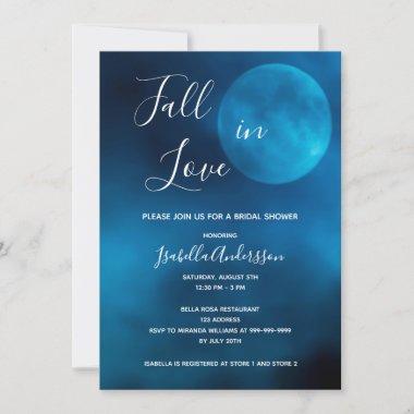Bridal shower blue moon fall in love romantic Invitations