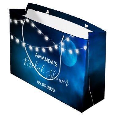 Bridal shower blue moon light strings name large gift bag