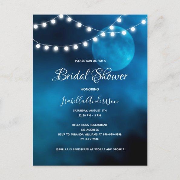 Bridal shower blue moon lights strings invitation postInvitations