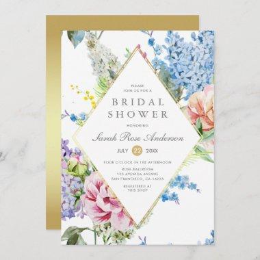 Bridal Shower | Blue & Purple Watercolor Blossom Invitations