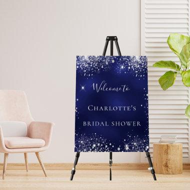 Bridal Shower blue silver glitter sparkle welcome Foam Board