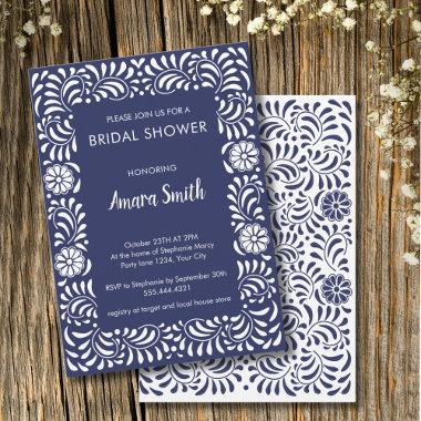 BRIDAL SHOWER BLUE TALAVERA FLOWERS Invitations