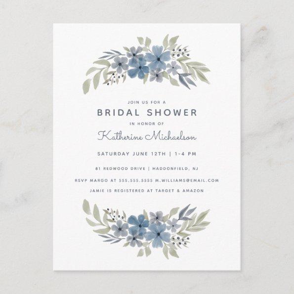 BRIDAL SHOWER | Blue Watercolor Bride's Bouquet PostInvitations