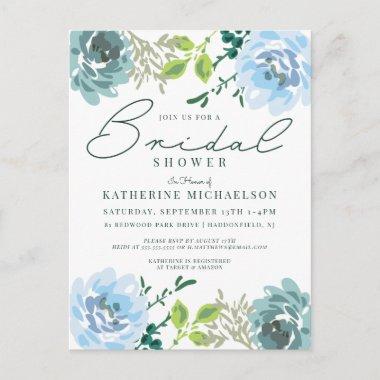 BRIDAL SHOWER | Blue Watercolor Floral PostInvitations