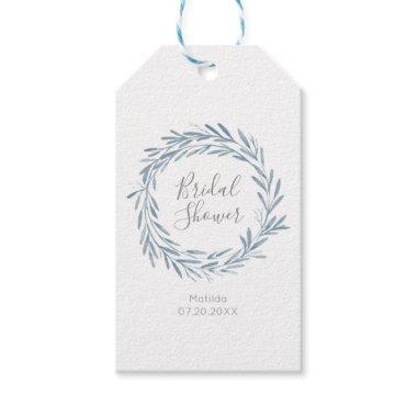 Bridal Shower - Blue Watercolor Wreath Thank You Gift Tags