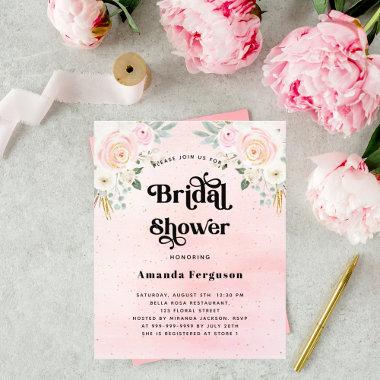 Bridal shower blush floral social media budget flyer