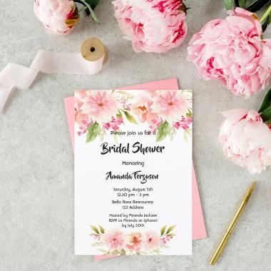 Bridal Shower blush florals Green Invitations