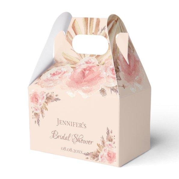 Bridal shower blush pampas grass floral thank you favor box