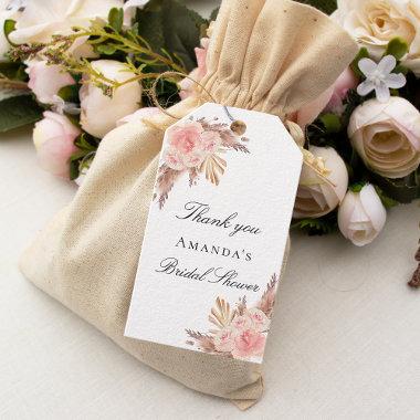 Bridal Shower blush pampas grass rose thank you Gift Tags