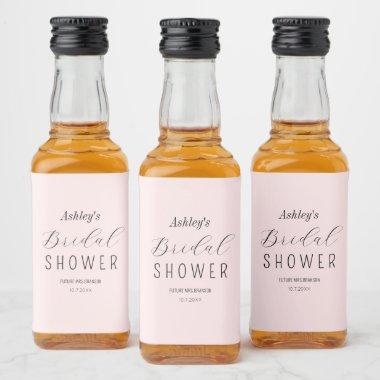 Bridal Shower Blush Pink Brunch Liquor Bottle Label
