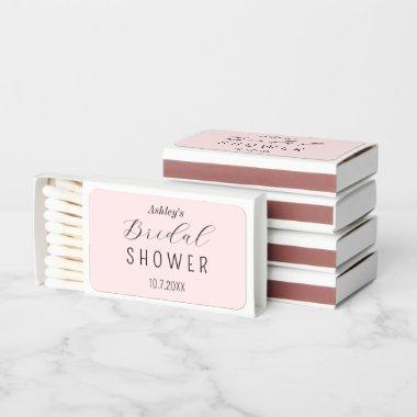 Bridal Shower Blush Pink Calligraphy Matchboxes