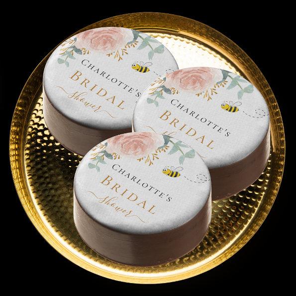 Bridal Shower blush pink floral greenery bee Chocolate Covered Oreo