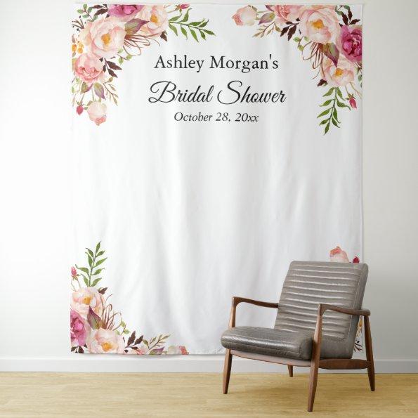 Bridal Shower Blush Pink Floral Photo Backdrop