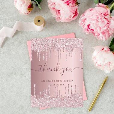 Bridal Shower blush pink glitter drips thank you PostInvitations