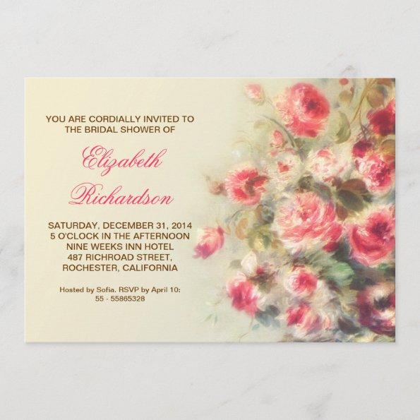 bridal shower blush pink roses watercolor Invitations