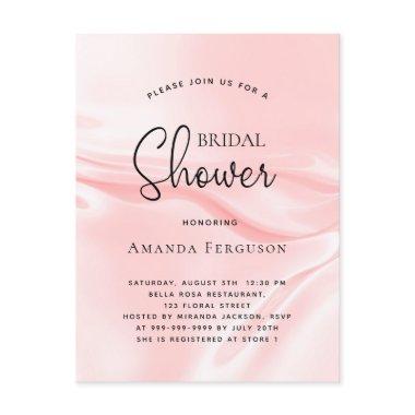 Bridal shower blush pink satin silk invitation postInvitations