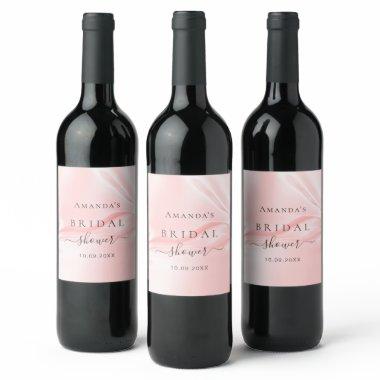 blush pink silk satin name Wine Label