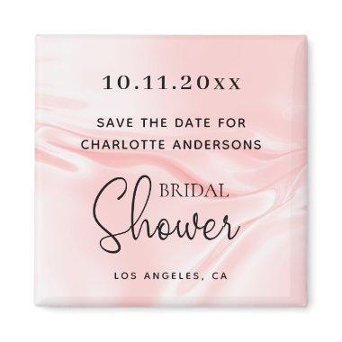 Bridal Shower blush pink silk satin save the date Magnet