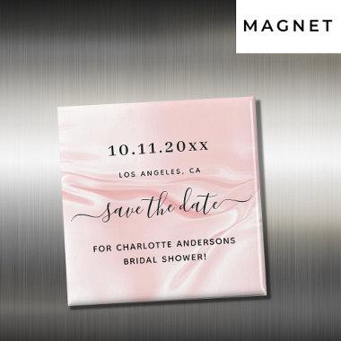 Bridal Shower blush pink silk satin save the date Magnet