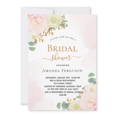 Bridal Shower blush pink watercolor florals chic