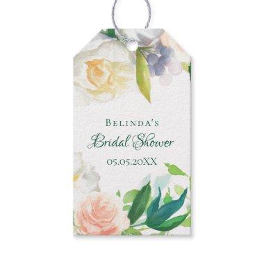 Bridal Shower blush pink white florals thank you Gift Tags