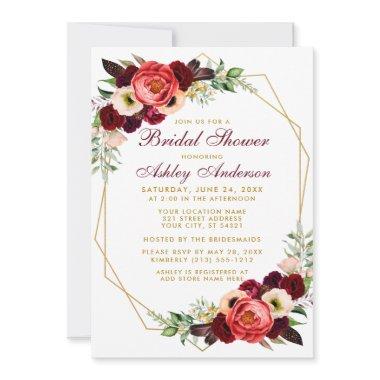 Boho Burgundy Floral Invite GB