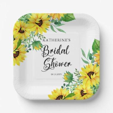 Bridal Shower Boho Sunflowers | Eucalyptus Paper P Paper Plates