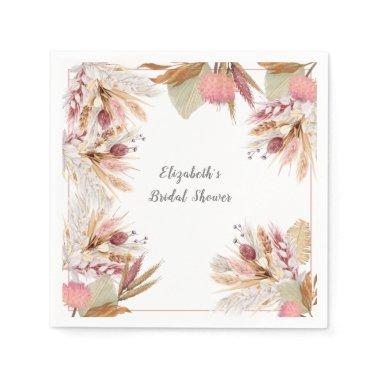 Bridal Shower BOHO Terracotta Pampas Grass Wheat Napkins