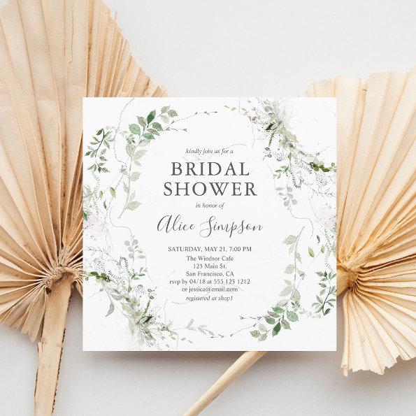 Bridal Shower Botanical Greenery Modern Invitations
