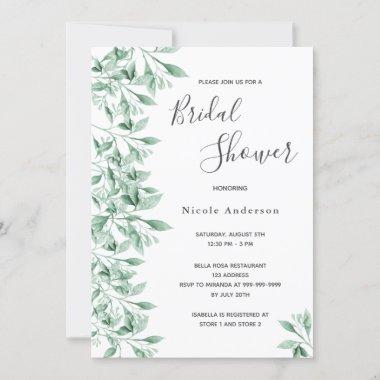 Bridal shower botanical greenery script elegant Invitations