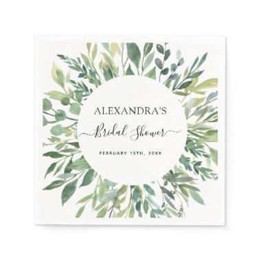 Botanical Greenery Watercolor Napkins