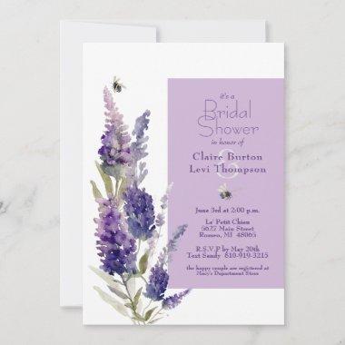 Bridal Shower Botanical Lavender Floral Purple Invitations