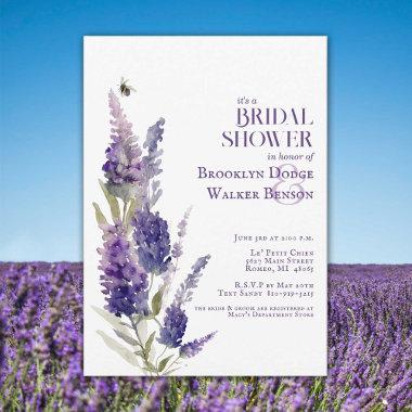 Bridal Shower Botanical Lavender Floral Purple Invitations