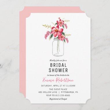Bridal Shower Bouquet Mason Jar Shower Invitations