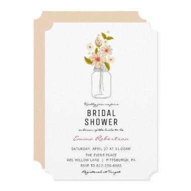 Bridal Shower Bouquet Mason Jar Shower Invitations