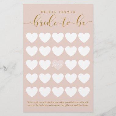 Bridal Shower Bride-To-Be Pink Heart Grid Bingo