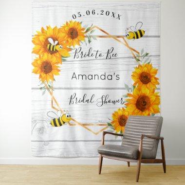 Bride to bee sunflowers rustic wood Tapestry