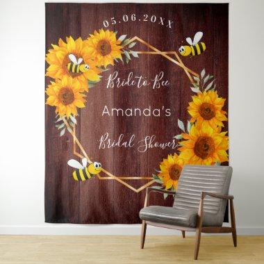Bridal Shower Bride to bee sunflowers rustic wood Tapestry
